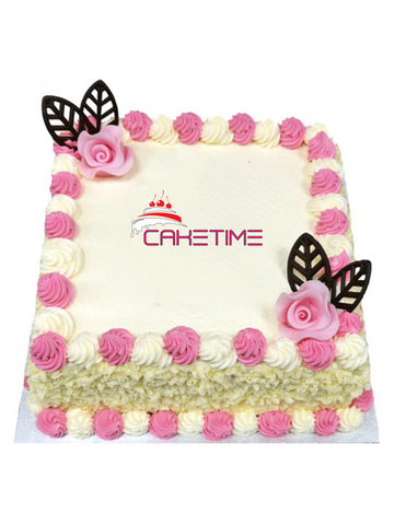 Vanilla Pink Flower Cake