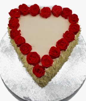 Red Rose Heart Cake
