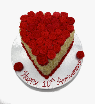 Red Rose Heart Cake