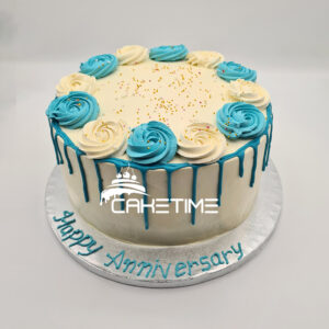 Blue & White Drip Cake
