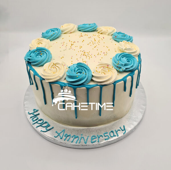 Blue & White Drip Cake