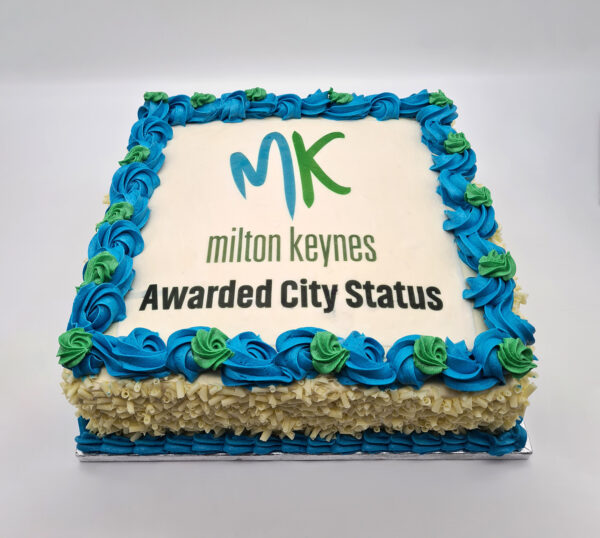 Green & Blue Photo Celebration Cake