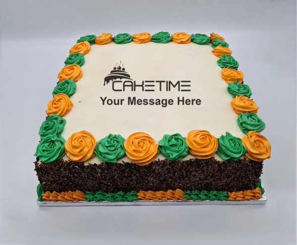Orange and Green Photo Birthday Cake