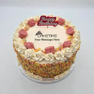 Pink Chocolate with Sprinkles Vanilla Cake