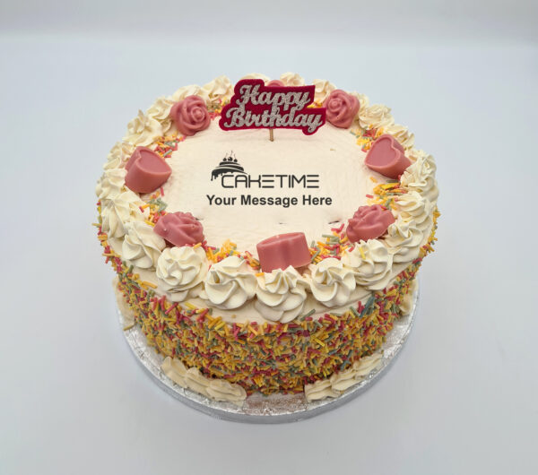 Pink Chocolate with Sprinkles Vanilla Cake