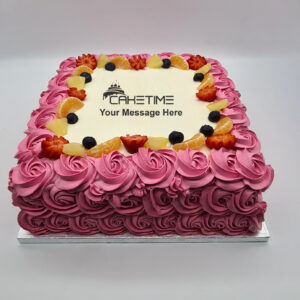 Pink Rosette Fruit Cake