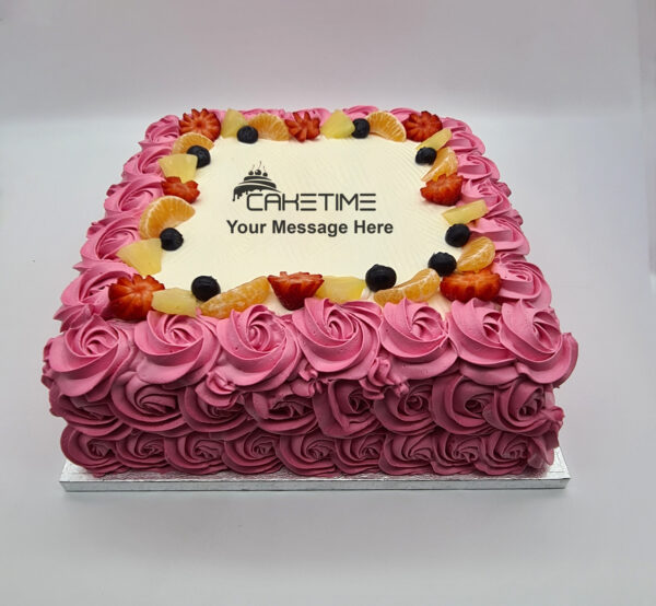 Pink Rosette Fruit Cake