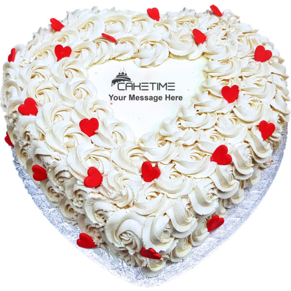 White Heart Anniversary Cake