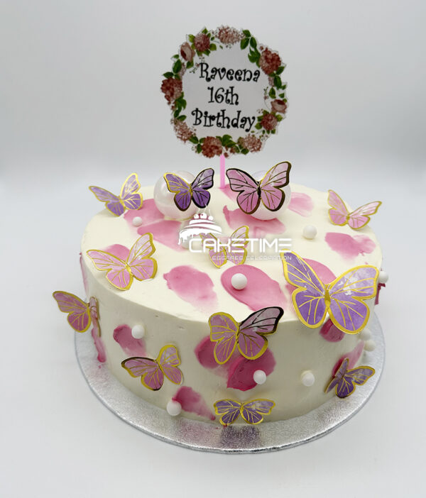 Dual Butterfly Pink Cake