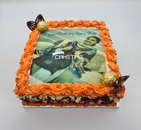 Ferrero Orange Cream Photo Cake