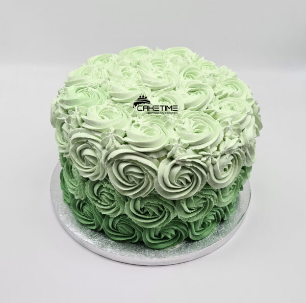 Green Ombre Rosette cake