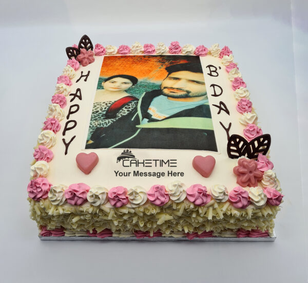 Happy Birthday Choco Heart Photo Cake