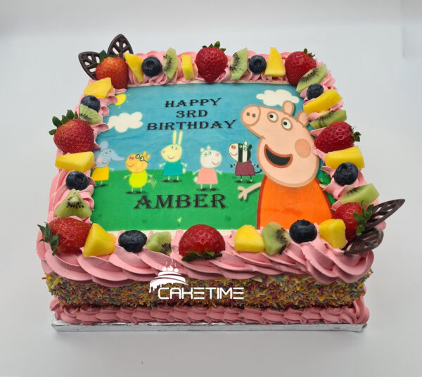 Peppa Pig Fruit Photo Cake