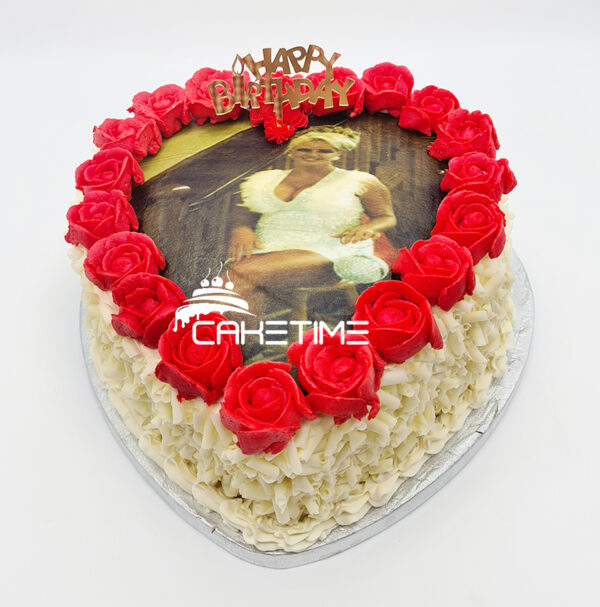 Rose Heart Photo Cake