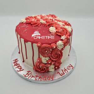 Red Drip Anniversary Cake