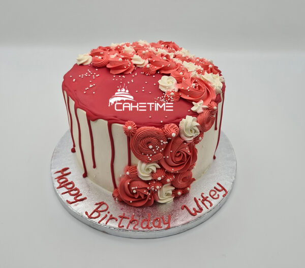 Red Drip Anniversary Cake