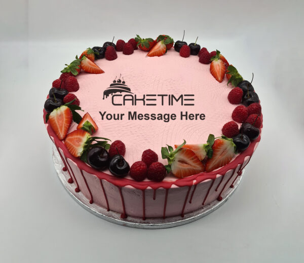 Super Strawberry Drip Fruit Cake